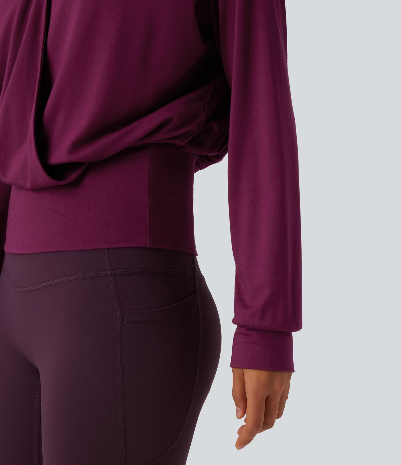 V Neck Crossover Long Sleeve Work Blouse