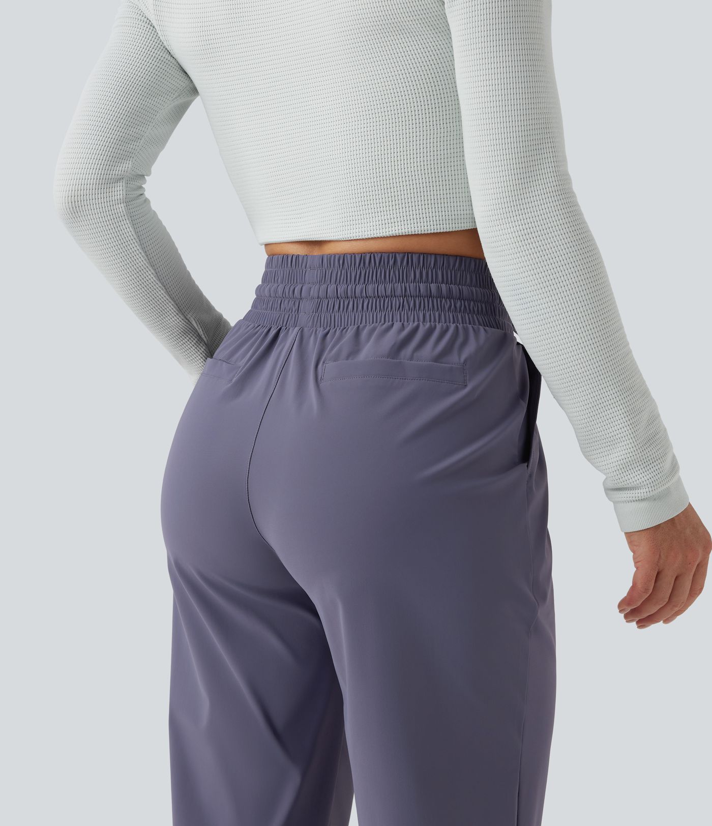 High Waisted Drawstring Tapered Quick Dry Casual Pants with Pockets