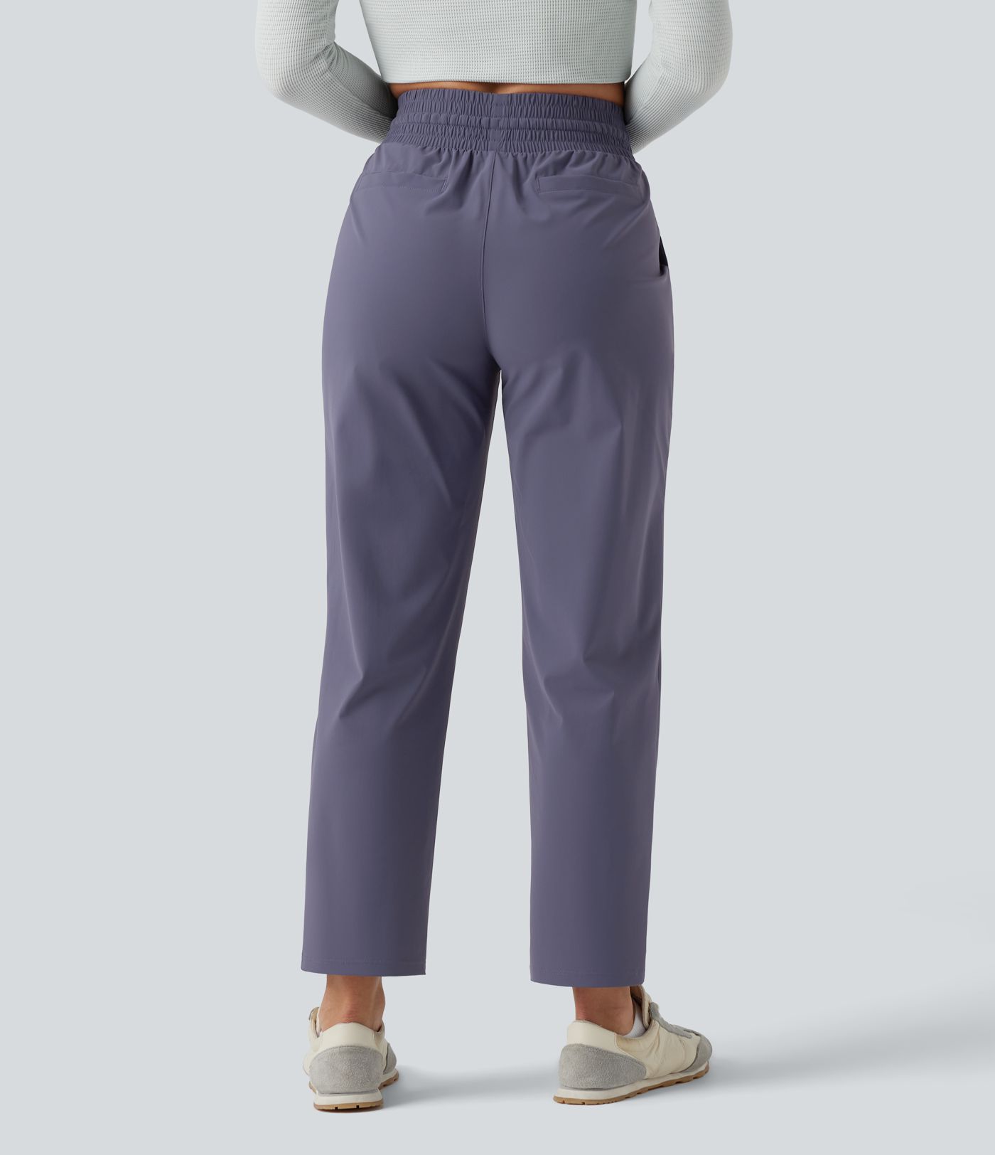 High Waisted Drawstring Tapered Quick Dry Casual Pants with Pockets