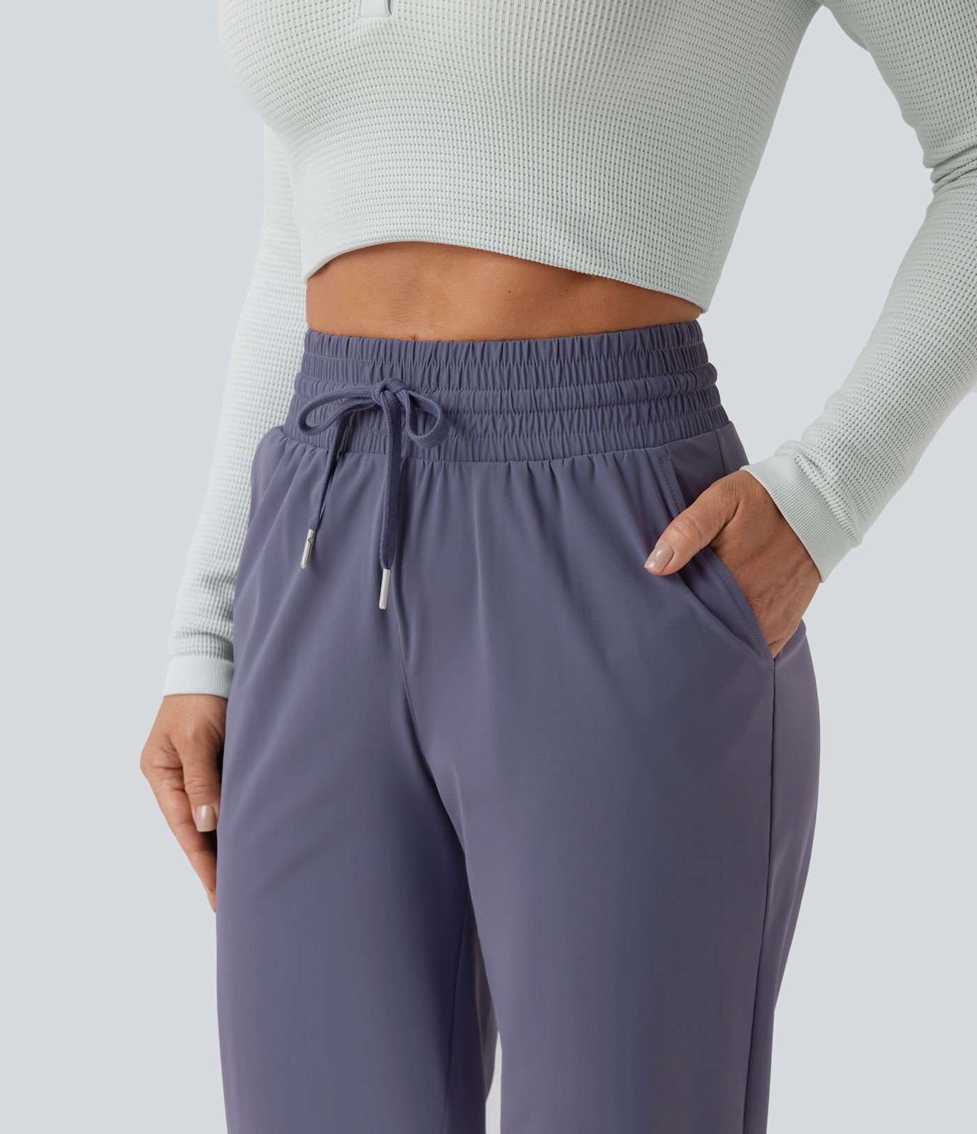 High Waisted Drawstring Tapered Quick Dry Casual Pants with Pockets