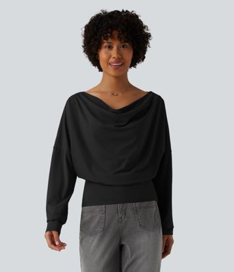 Cowl Neck Long Sleeve Relaxed Casual Top