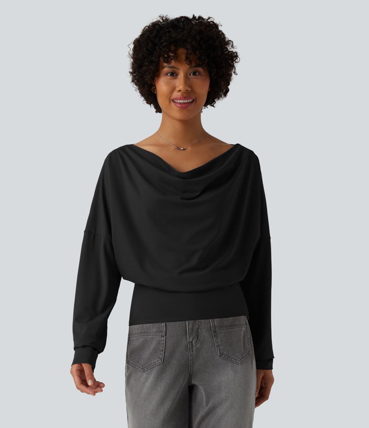 Cowl Neck Long Sleeve Relaxed Casual Top