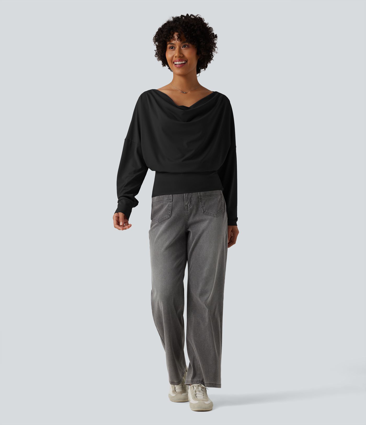 Cowl Neck Long Sleeve Relaxed Casual Top