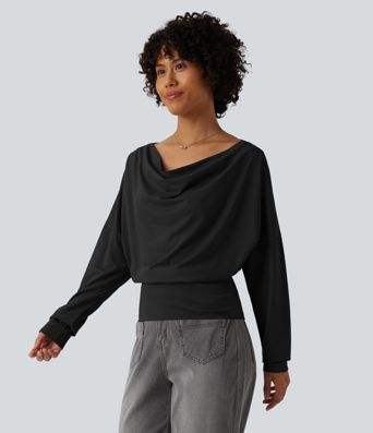Cowl Neck Long Sleeve Relaxed Casual Top
