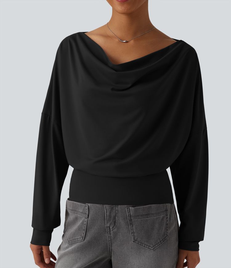 Cowl Neck Long Sleeve Relaxed Casual Top