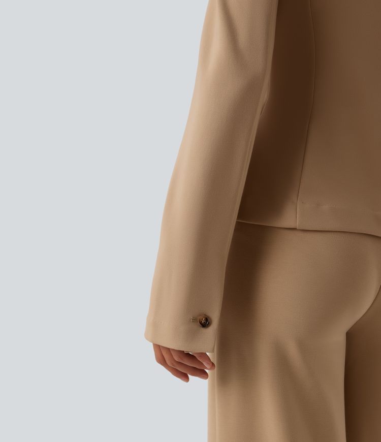 SculptKnit Round Neck Long Sleeve Slim Work Blazer