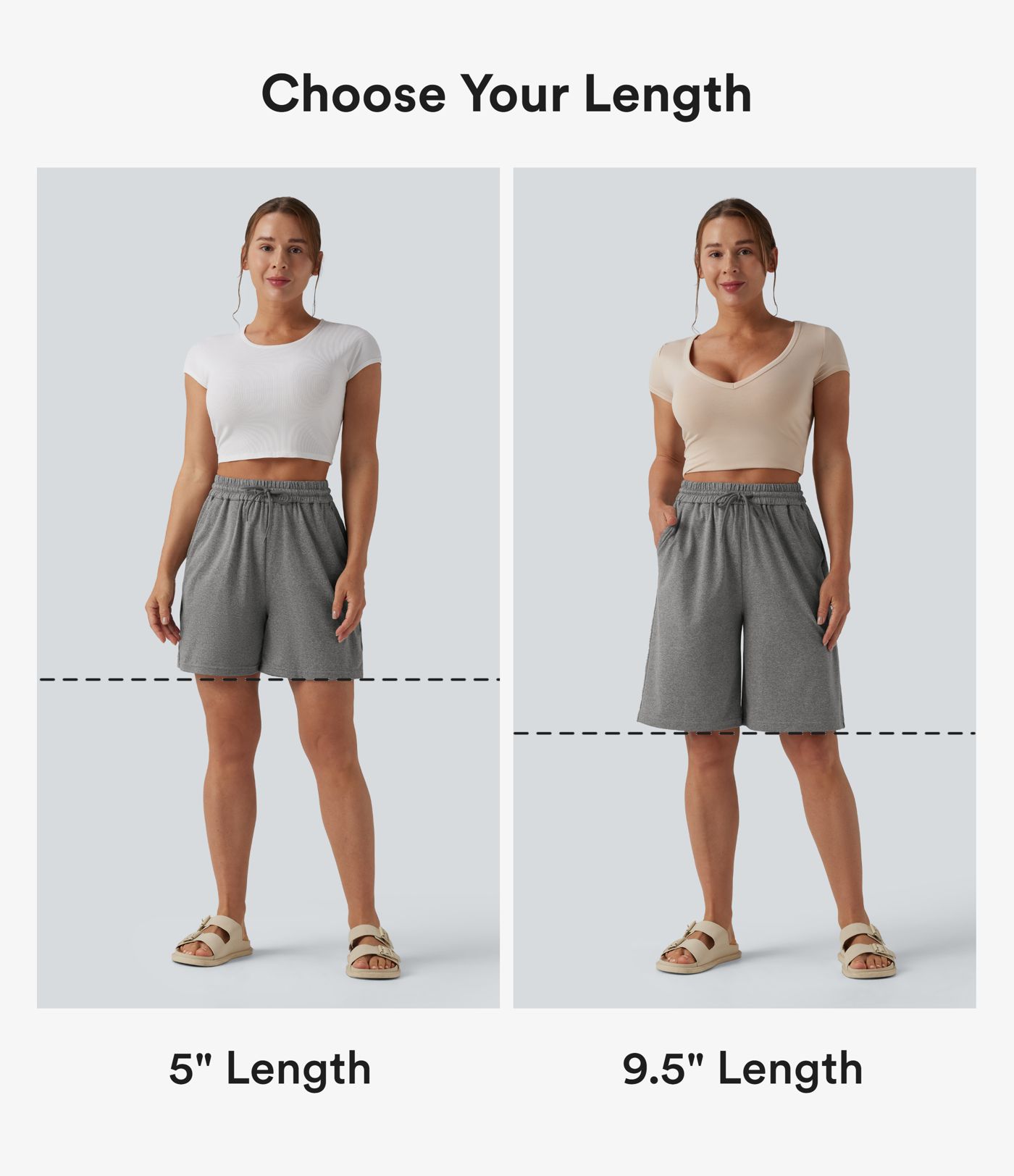 High Waisted Drawstring Casual Bermuda Shorts 9.5'' with Pockets