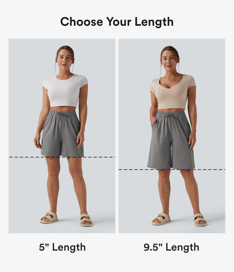 High Waisted Drawstring Casual Bermuda Shorts 9.5'' with Pockets