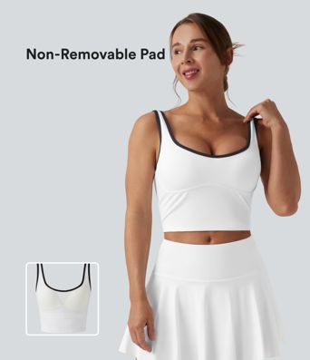 U-Neck Color Block Cropped Workout Tank Top