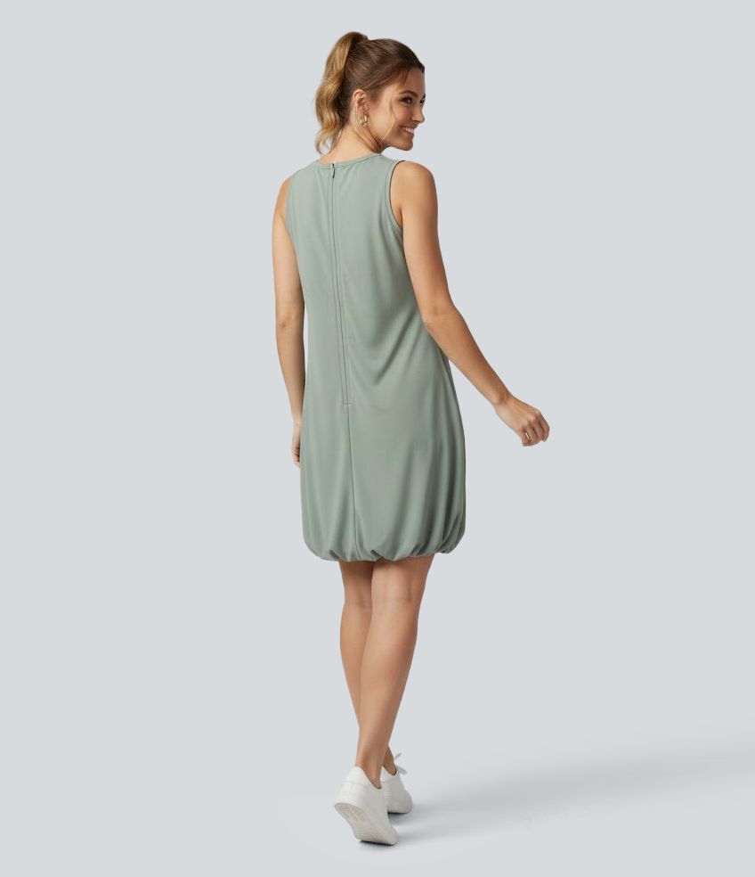 Round Neck Sleeveless Bubble Mini Casual Dress