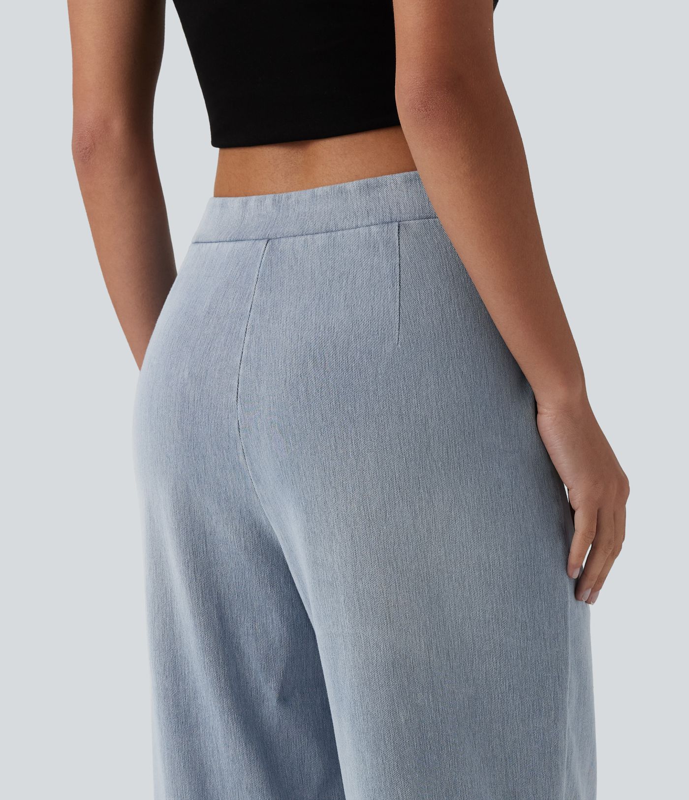 Halara Flex™ vaqueros casuales asimétricos de tiro medio y pernera recta con bolsillos