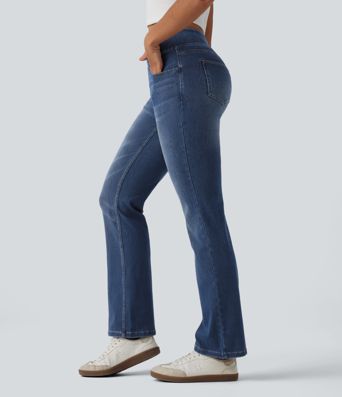 Halara Flex™ Curvy High Waisted Bootcut Washed Casual Jeans with Pockets