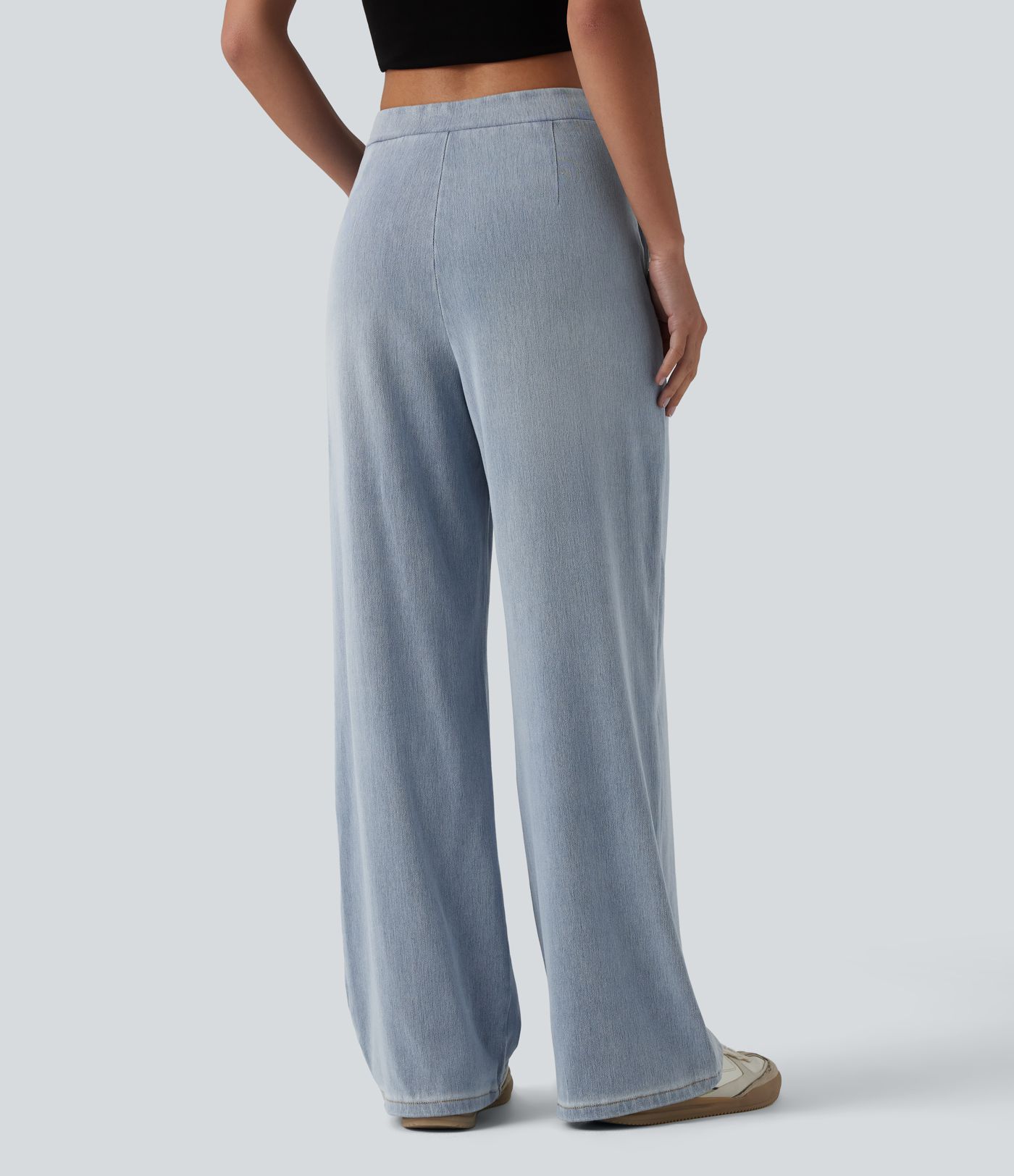 Halara Flex™ vaqueros casuales asimétricos de tiro medio y pernera recta con bolsillos