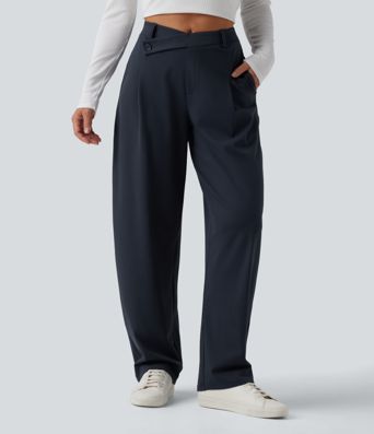 Pantalon tailleur fuselé Halara Flex™ DayStretch taille haute asymétrique avec poches