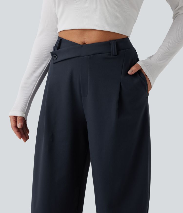 Pantalon tailleur fuselé Halara Flex™ DayStretch taille haute asymétrique avec poches
