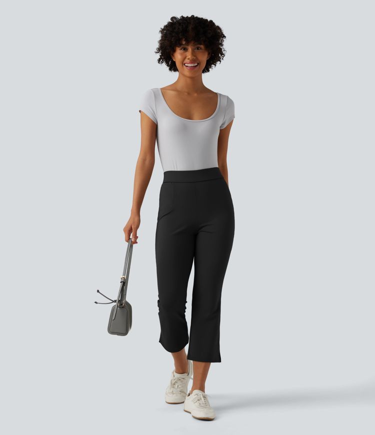 Halara Flex™ DayStretch Mid Rise Split Cropped Work Bootcut Pants with Pocket