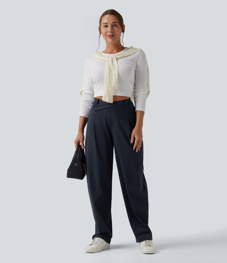 Pantalon tailleur fuselé Halara Flex™ DayStretch taille haute asymétrique avec poches