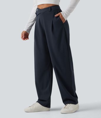 Pantalon tailleur fuselé Halara Flex™ DayStretch taille haute asymétrique avec poches