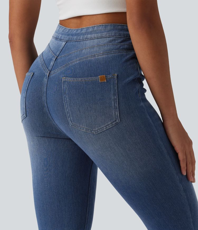 Halara Flex™ - Lässige Denim-Leggings mit hohem Bund, Gesäßtaschen und Bauchkontrolle