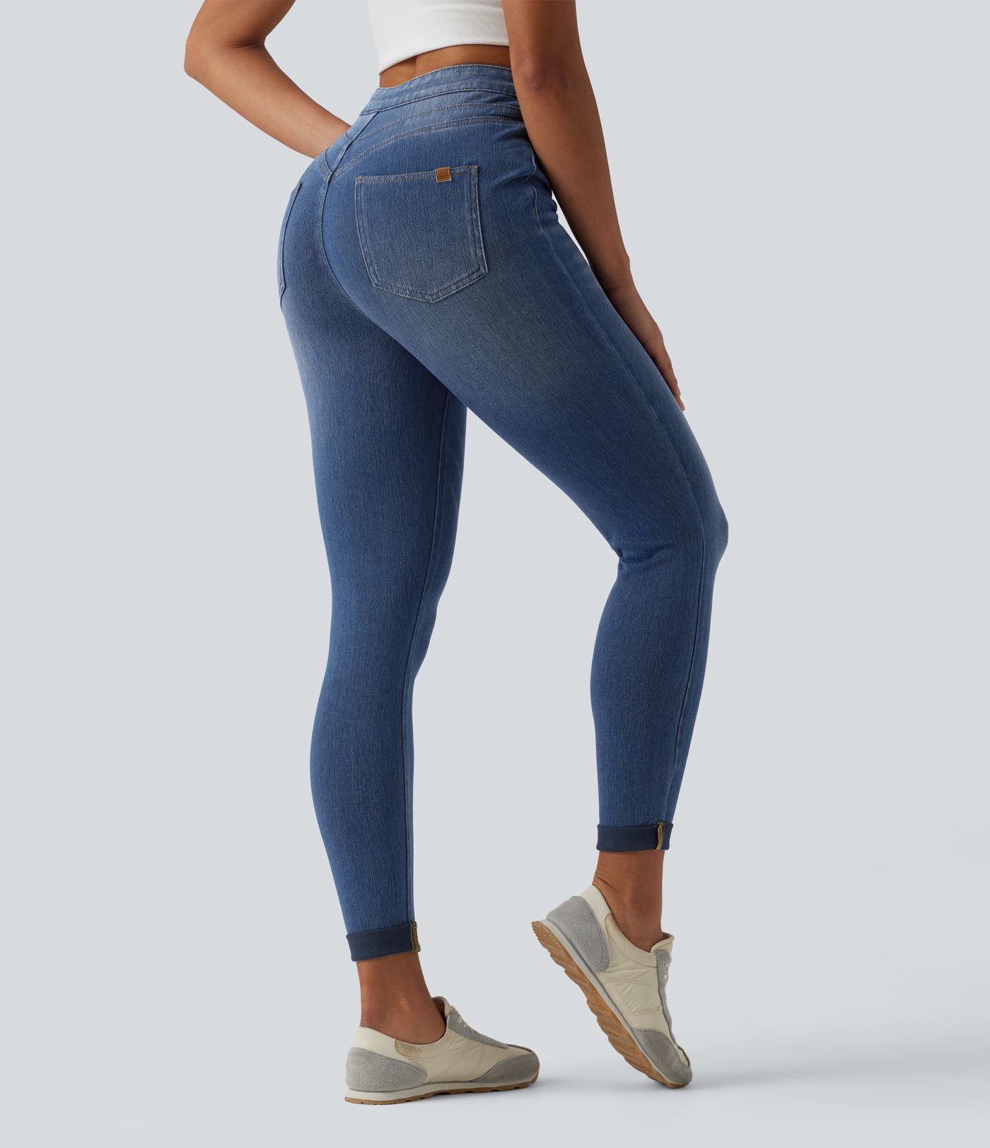 Halara Flex™ - Lässige Denim-Leggings mit hohem Bund, Gesäßtaschen und Bauchkontrolle