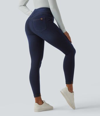 Halara Flex™ High Waisted Tummy Control Denim Casual Leggings with Pockets