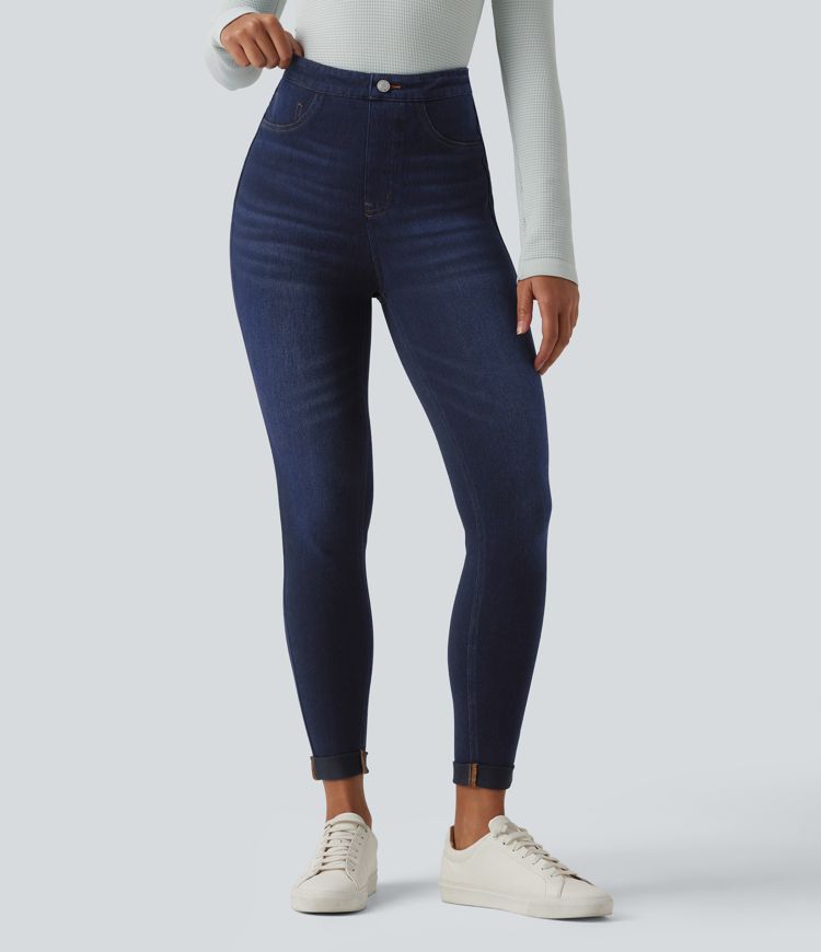Halara Flex™ High Waisted Tummy Control Denim Casual Leggings with Pockets