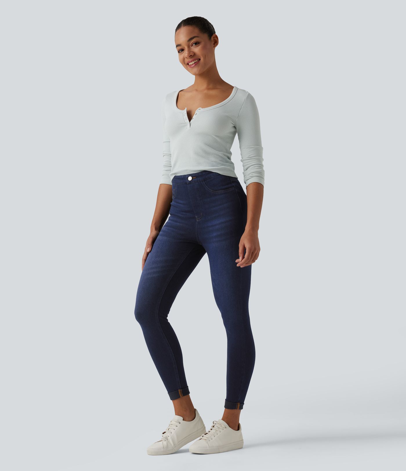 Halara Flex™ High Waisted Tummy Control Denim Casual Leggings with Pockets