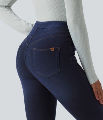 Halara Flex™ High Waisted Tummy Control Denim Casual Leggings with Pockets