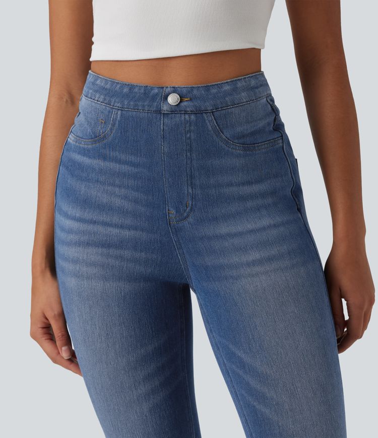 Halara Flex™ - Lässige Denim-Leggings mit hohem Bund, Gesäßtaschen und Bauchkontrolle