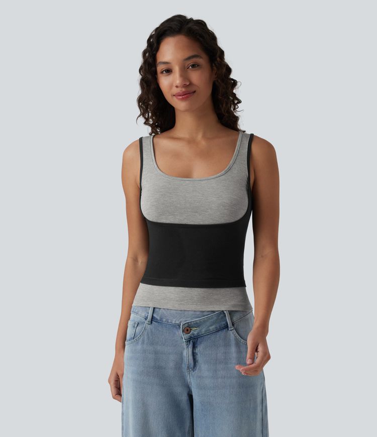 Litablokkaður afslappaður ermalaus toppur