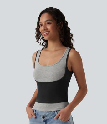 Litablokkaður afslappaður ermalaus toppur