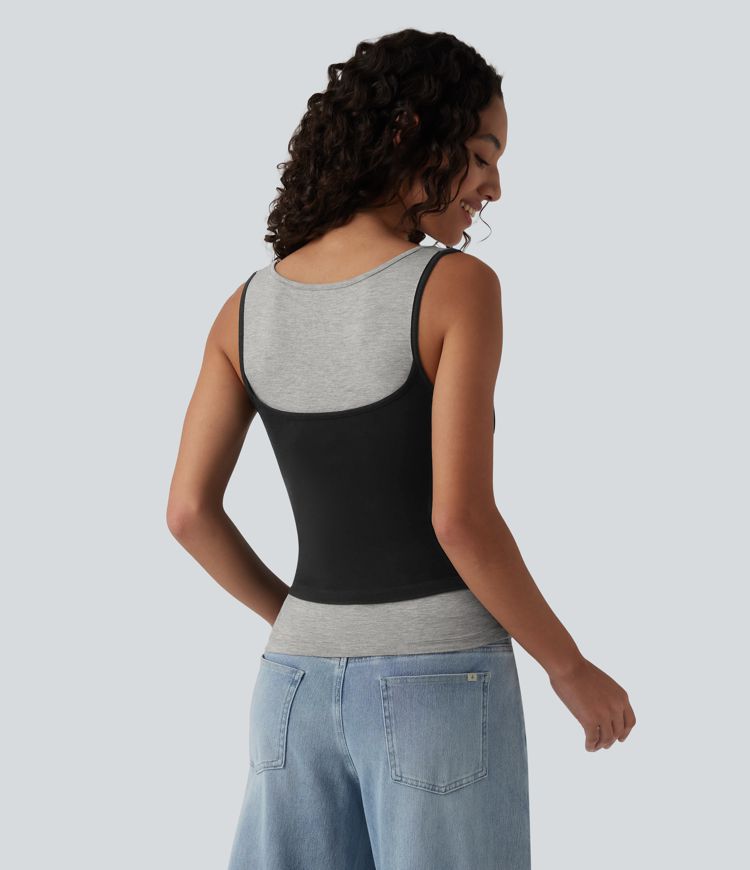 Litablokkaður afslappaður ermalaus toppur