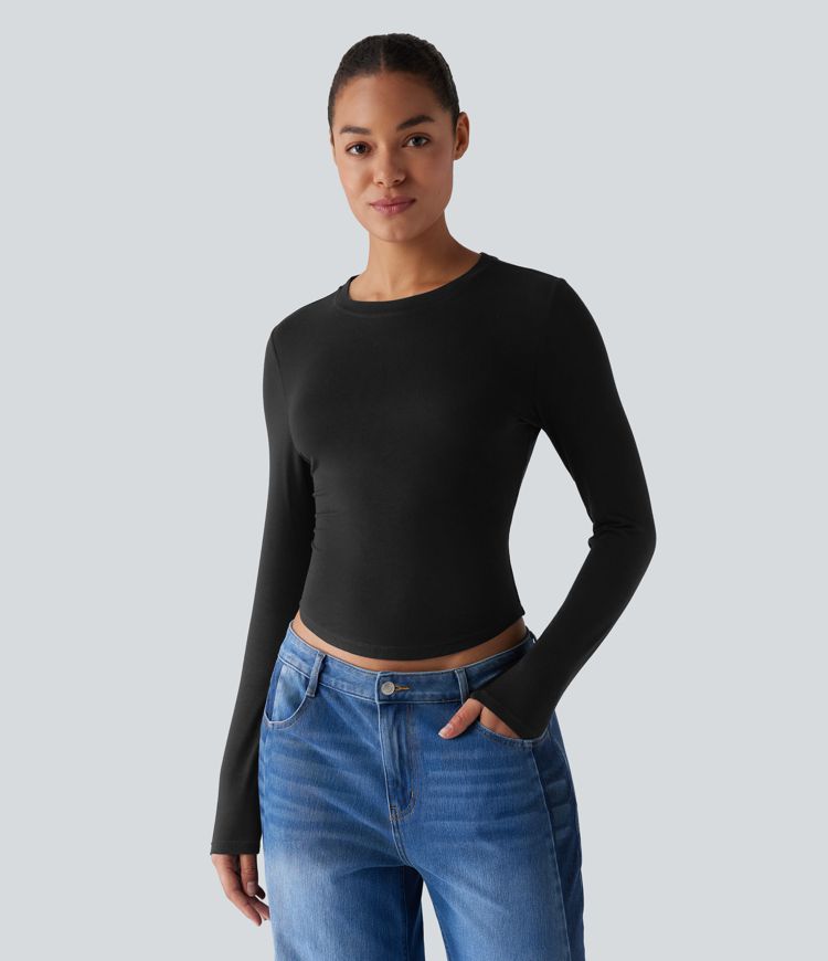 Round Neck Long Sleeve Casual T-Shirt