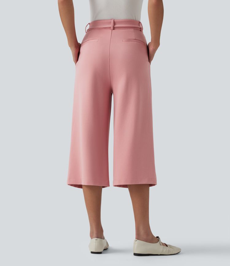 Halara Flex™ SculptKnit High Waisted Belted Straight Leg Capri Work Pants with Pockets