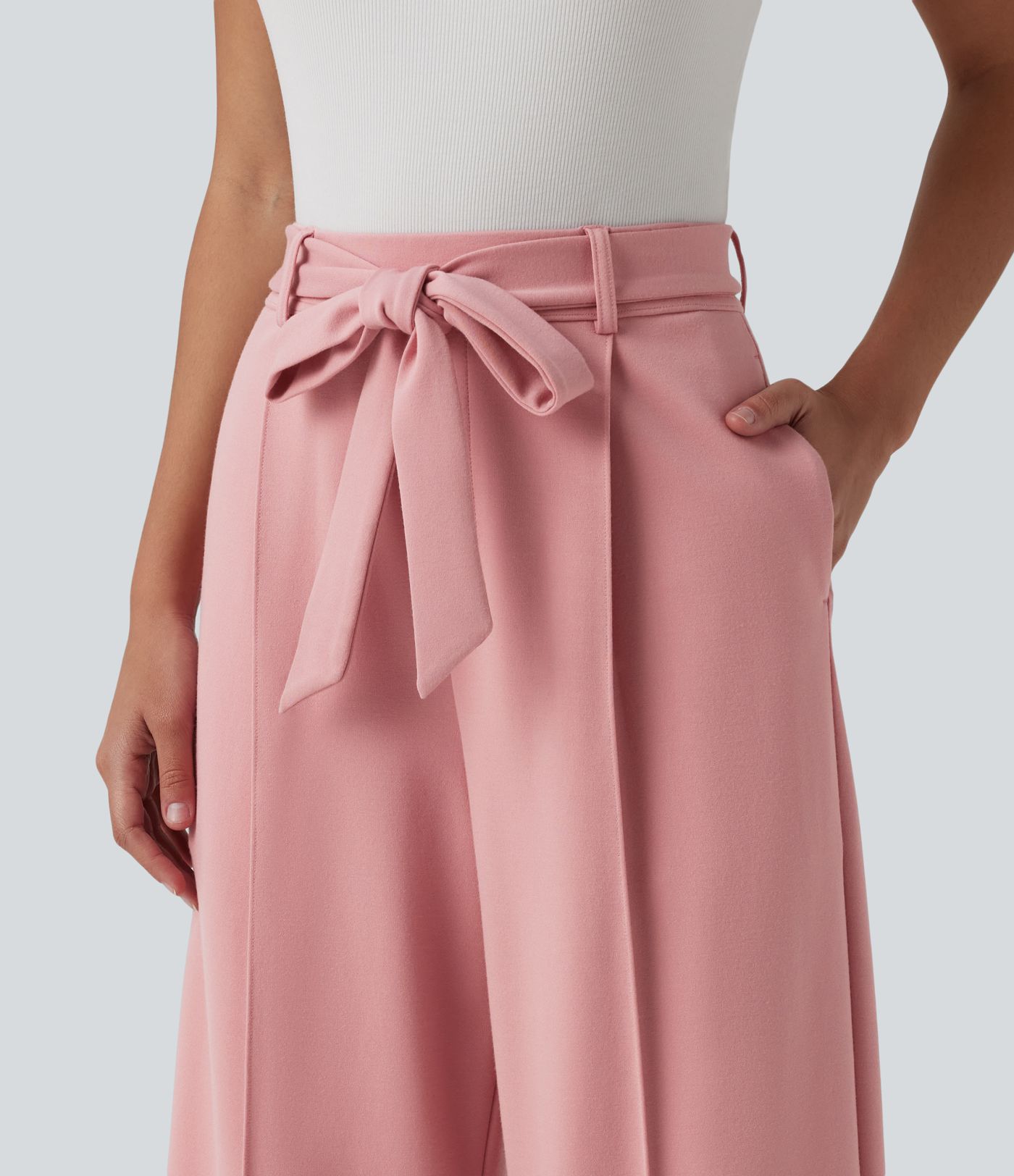 Halara Flex™ SculptKnit High Waisted Belted Straight Leg Capri Work Pants with Pockets