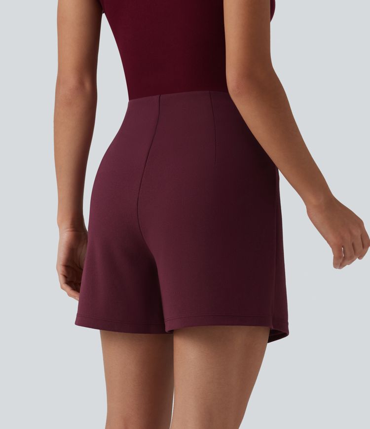 Arbeits-Mini-Hosenrock mit hohem Bund - extralang, knitterfrei