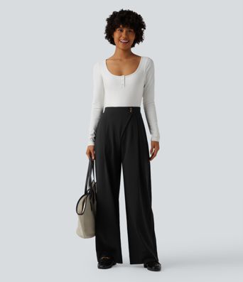 Pantalon tailleur DayStretch Halara Flex™ taille haute coupe droite avec poches