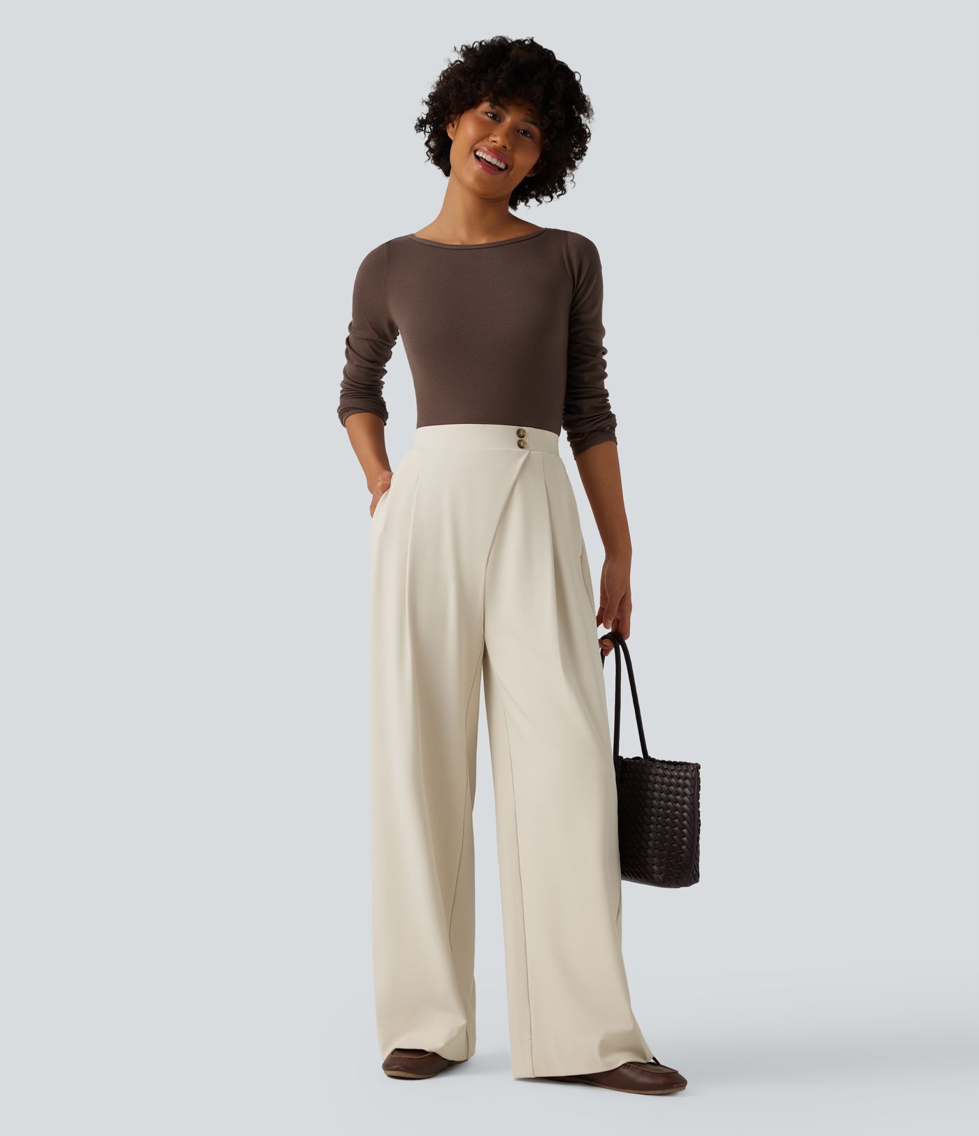 Pantalon tailleur DayStretch Halara Flex™ taille haute coupe droite avec poches