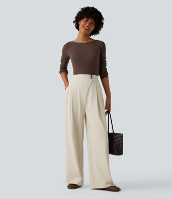 Pantalon tailleur DayStretch Halara Flex™ taille haute coupe droite avec poches