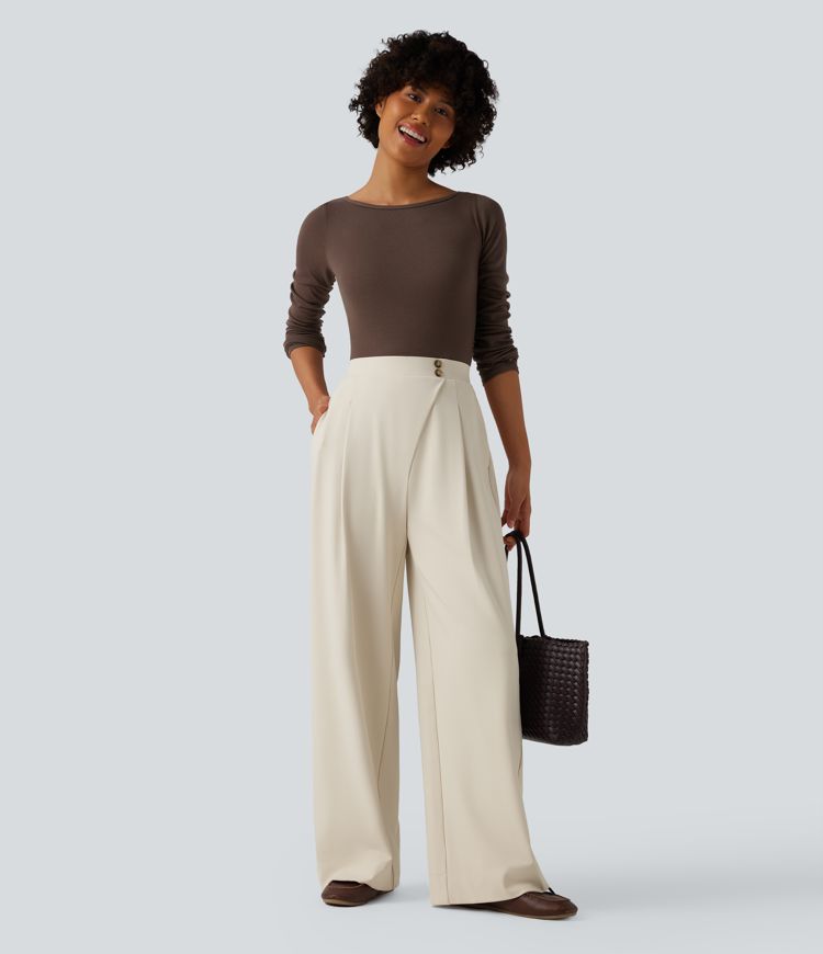 Pantalon tailleur DayStretch Halara Flex™ taille haute coupe droite avec poches