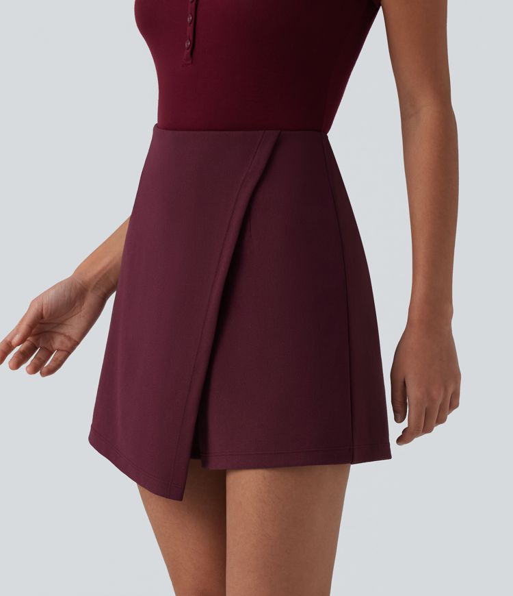 Arbeits-Mini-Hosenrock mit hohem Bund - extralang, knitterfrei