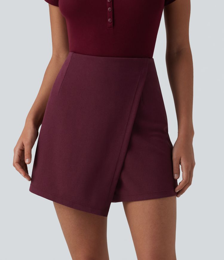 Jupe-short mini tailleur taille haute infroissable longueur rallongée
