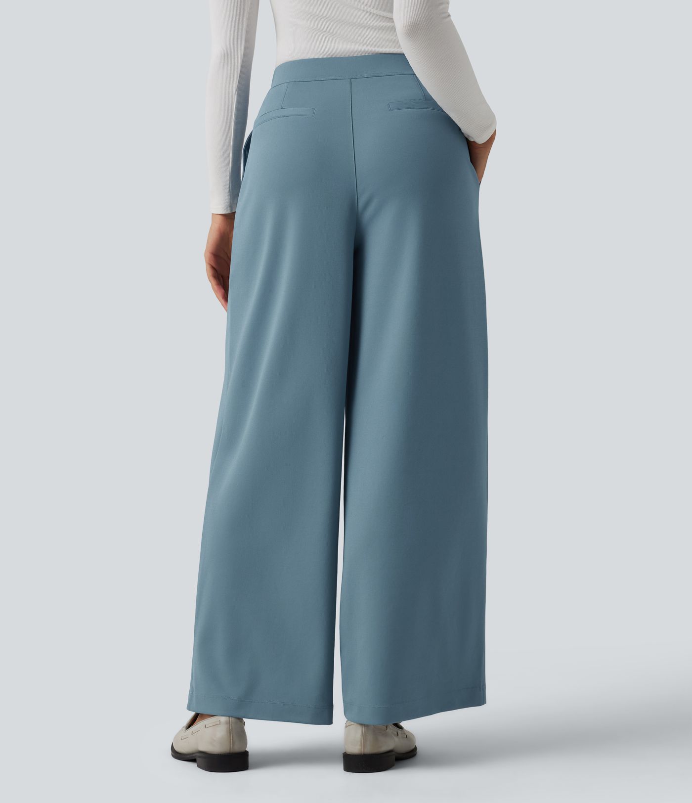 Halara Flex™ High Waisted Tie Side Straight Leg Crepe Work Trousers with Pockets
