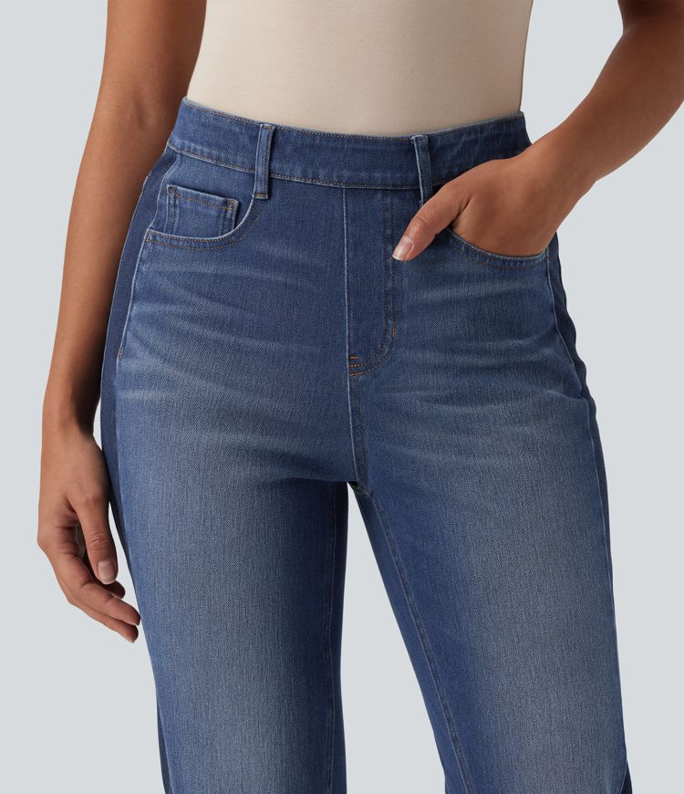 Halara Flex™ High Waisted Slim Color Block Casual Jeans with Pockets