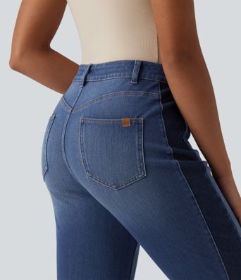 Halara Flex™ High Waisted Slim Color Block Casual Jeans with Pockets