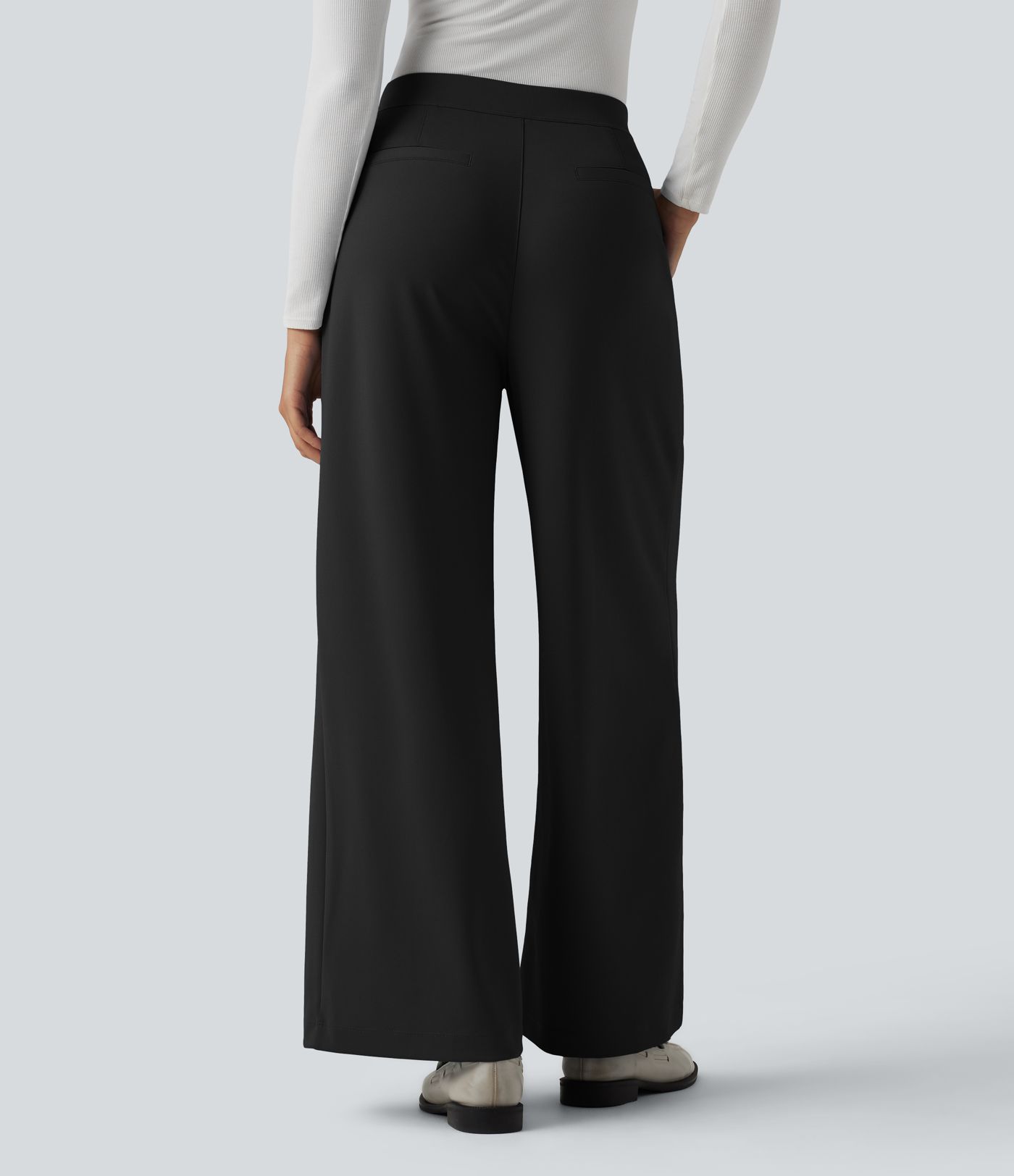 Pantalon tailleur Halara Flex™ taille haute coupe droite en crêpe avec nœuds latéraux et poches