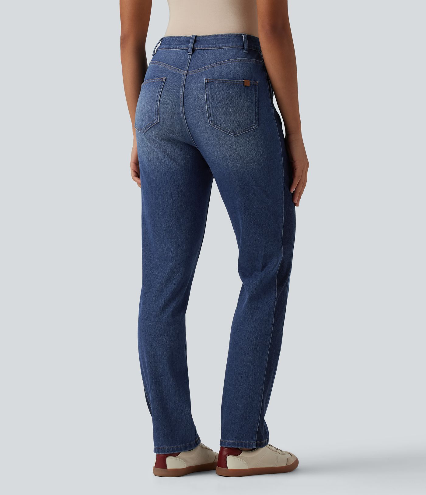 Halara Flex™ High Waisted Slim Color Block Casual Jeans with Pockets