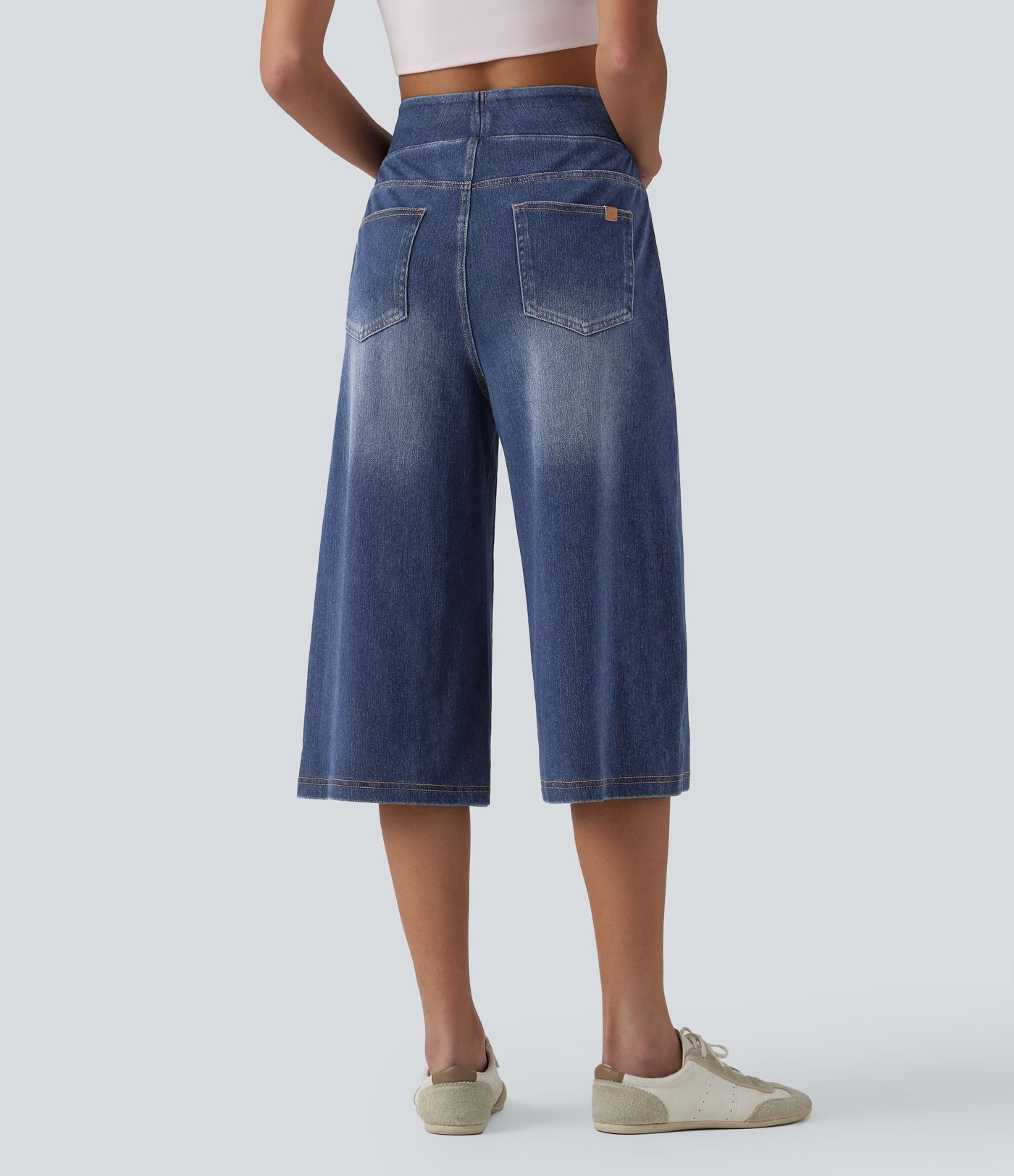 Halara Flex™ - Lässige Baggy-Capri-Jeans mit hohem Bund, mehreren Taschen und Bauchkontrolle