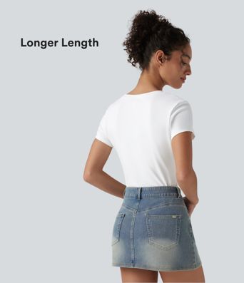 Round Neck Slim Casual Baby Tee-Longer Length