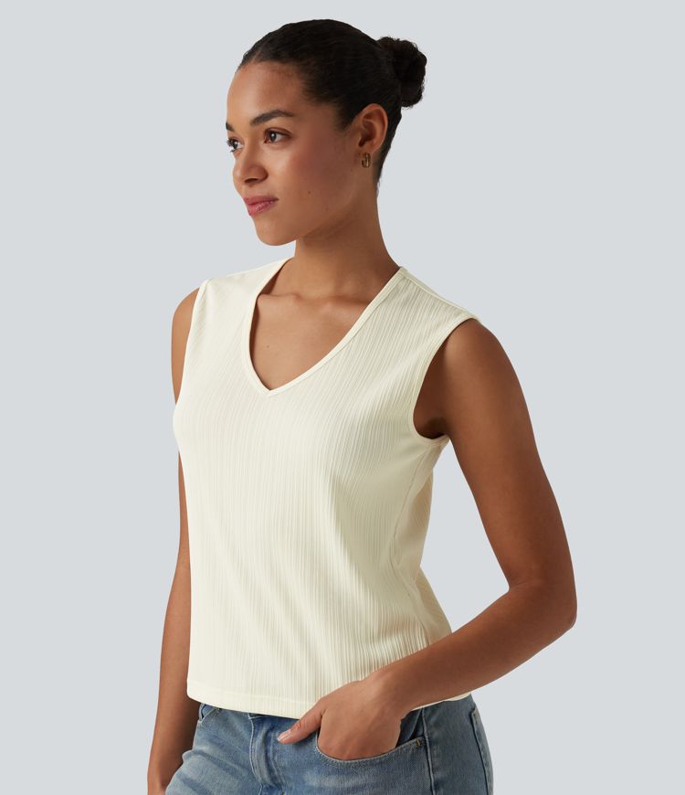 V-neck Cut-out Split Casual Tank Top